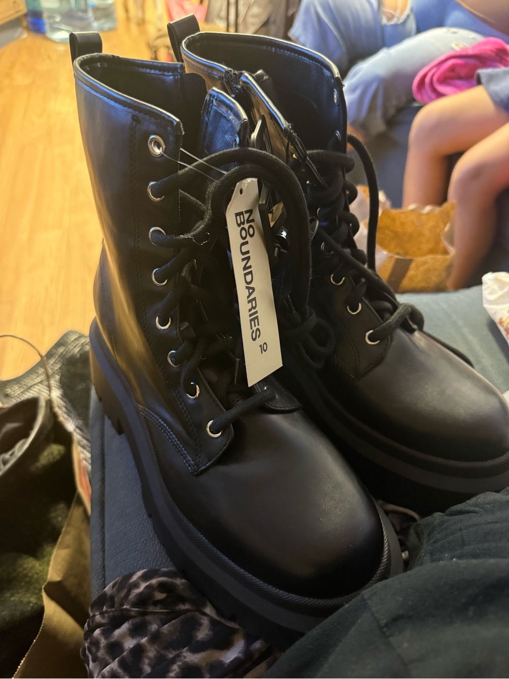 No boundaries woman’s  Black Lace-Up Combat Boots size 10
